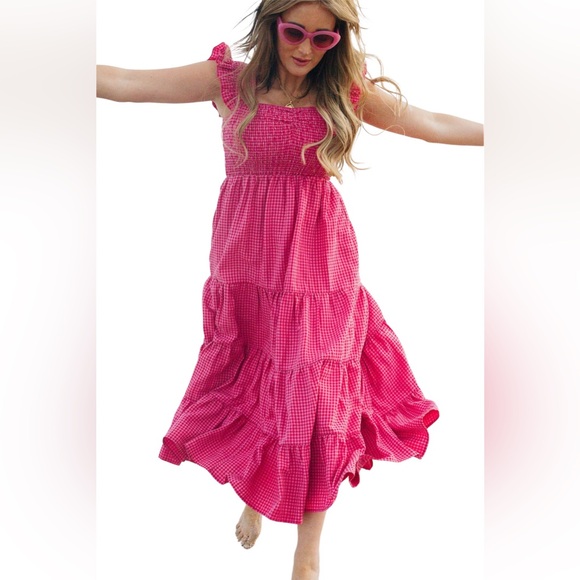 Ivy City Co Hailey Pink Gingham Midi Dress - Picture 2 of 4